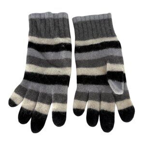 Ann Taylor Loft Striped Gloves Wool Viscose Rabbit Hair Cashmere Blend Womens
